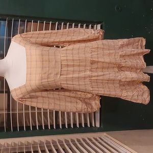 Cream Plaid Babydoll Dress